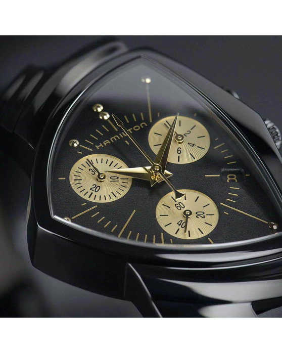 HAMILTON Ventura L Chronograph Black Leather Strap