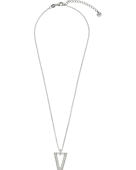 BREEZE Rhodium Plated Sterling Silver Necklace with Zircons