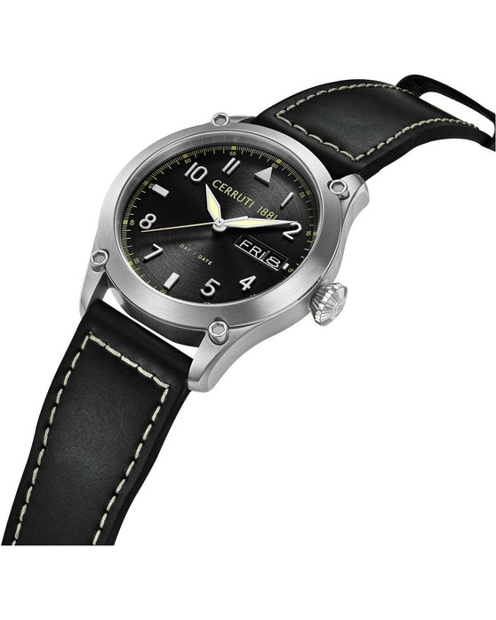 CERRUTI Borgatello Black Leather Strap