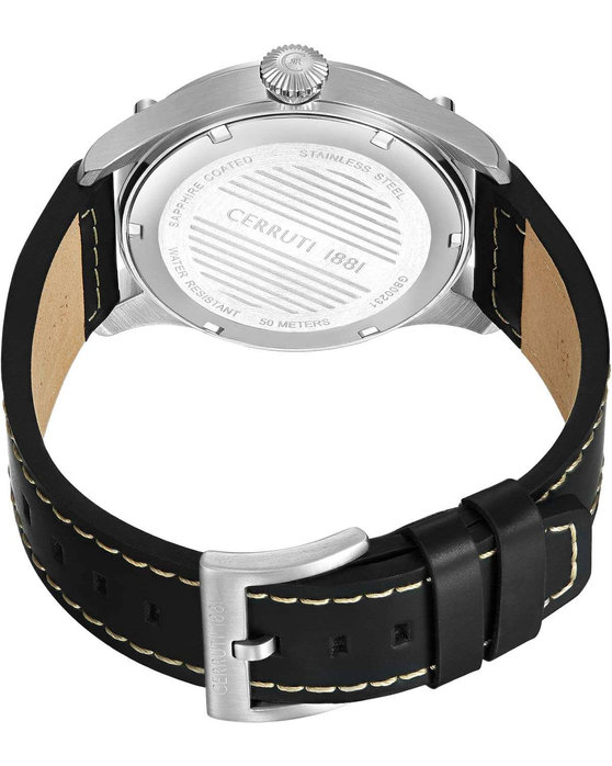 CERRUTI Borgatello Black Leather Strap