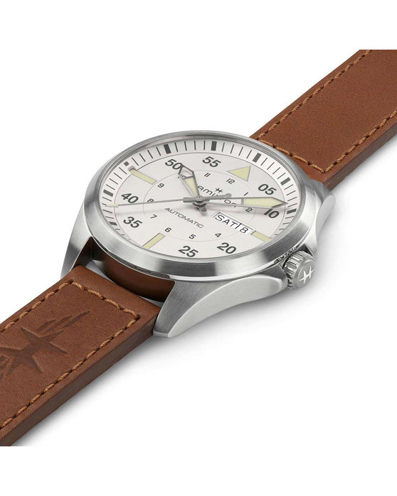 HAMILTON Khaki Aviation Pilot Automatic Brown Leather Strap