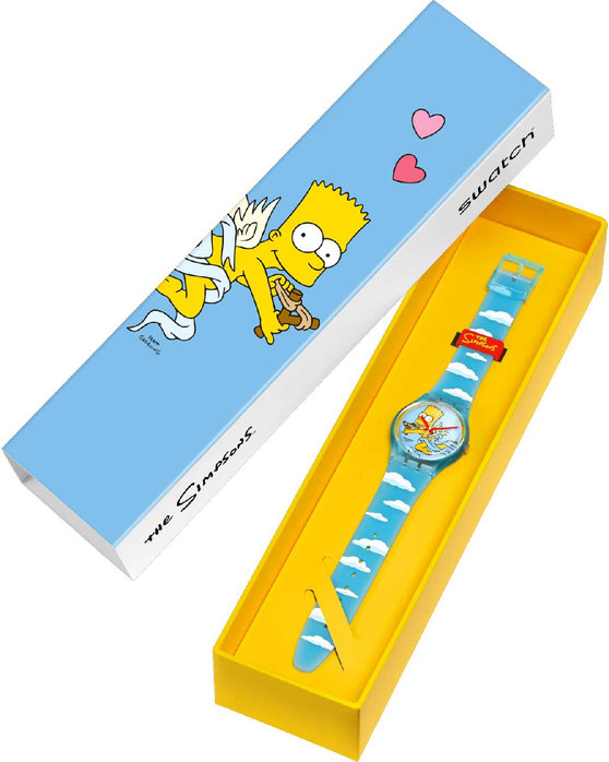 SWATCH Valentine's Day Simpsons Angel Bart Two Tone Silicone Strap