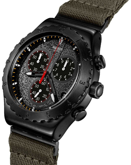 SWATCH Power Of Nature By The Bonfire Chronograph Khaki Combined Materials Strap