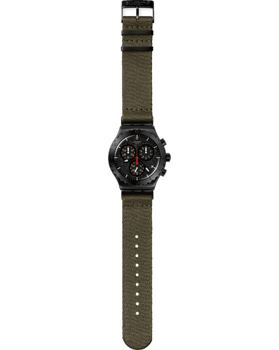 SWATCH Power Of Nature By The Bonfire Chronograph Khaki Combined Materials Strap