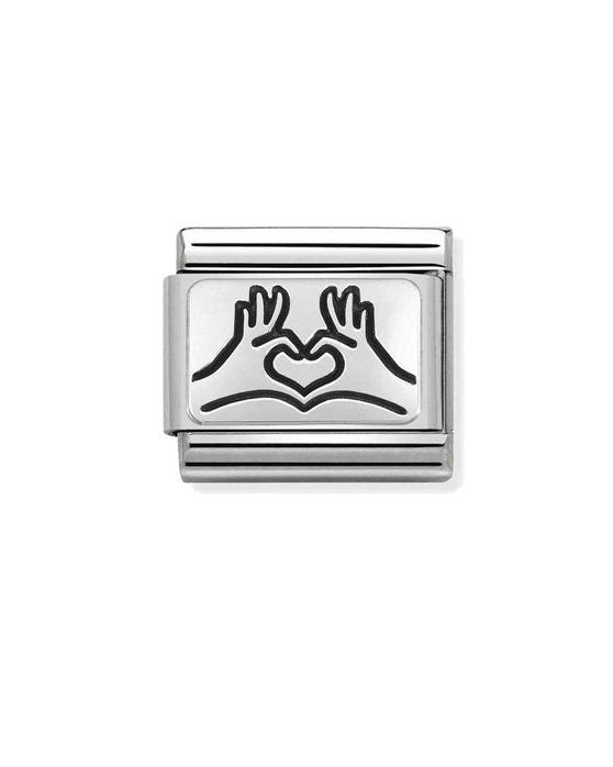 Σύνδεσμος (Link) NOMINATION Hands to Heart από ανοξείδωτο ατσάλι με ασήμι 925