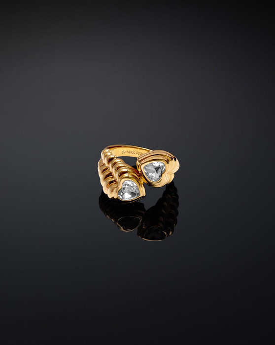 CHIARA FERRAGNI Bold Gold-plated Ring with Zircons (Νo 10)