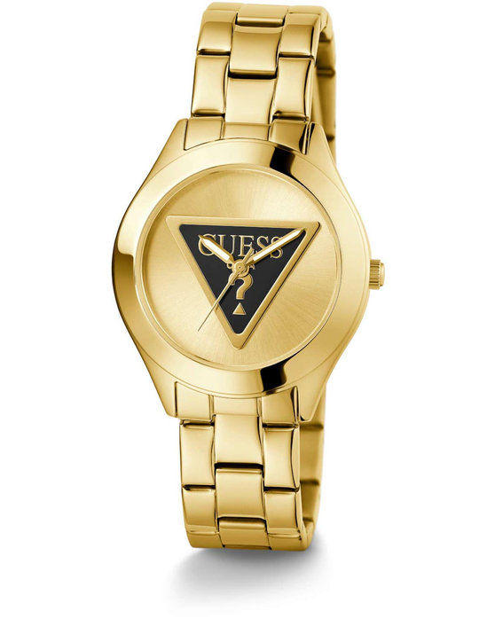 GUESS Tri Plaque Gold Stainless Steel Bracelet