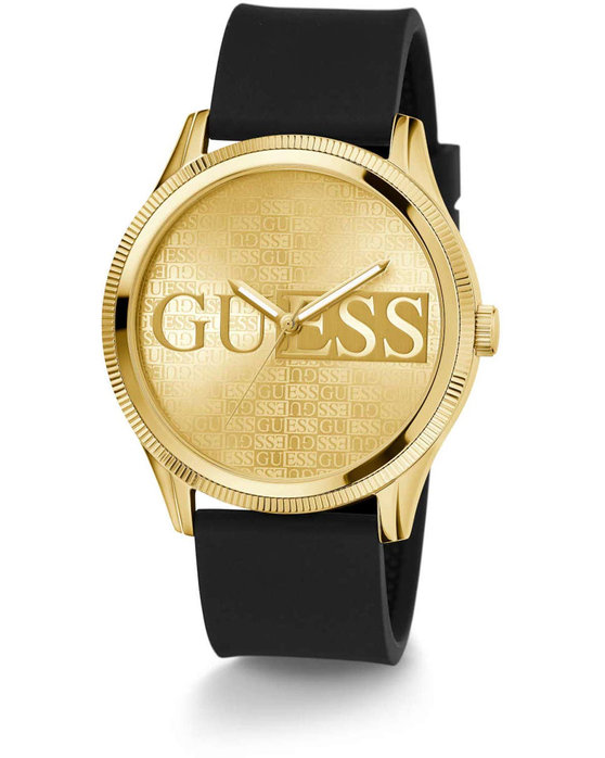 GUESS Reputation Black Rubber Strap