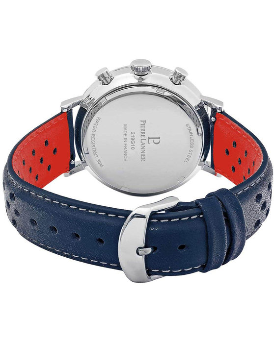 PIERRE LANNIER Baron Chronograph Blue Leather Strap