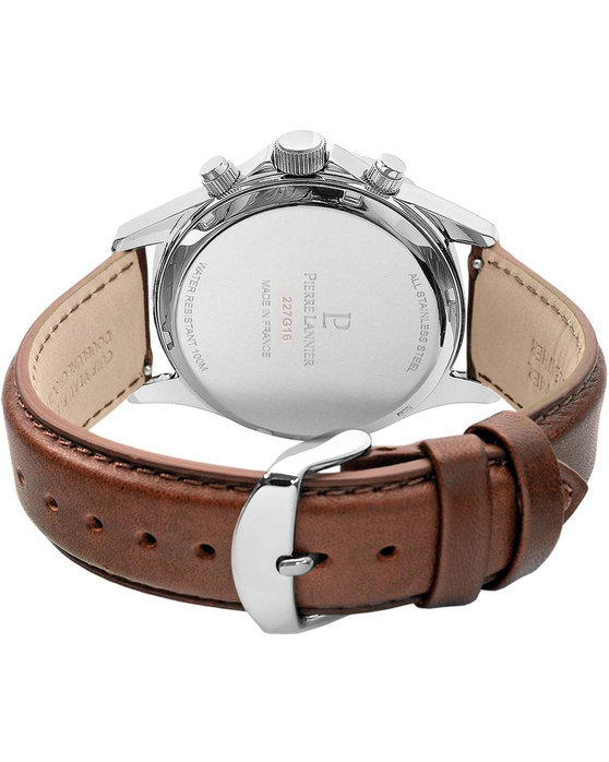 PIERRE LANNIER Cronos Chronograph Brown Leather Strap