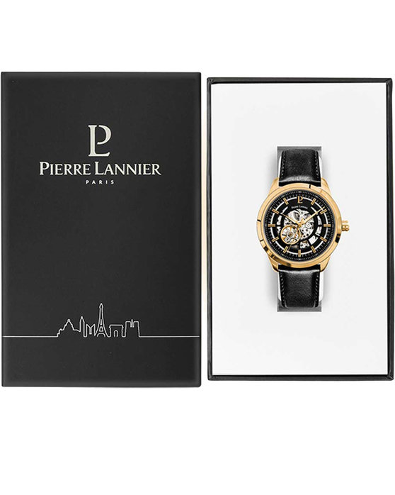 PIERRE LANNIER Automatic Black Leather Strap