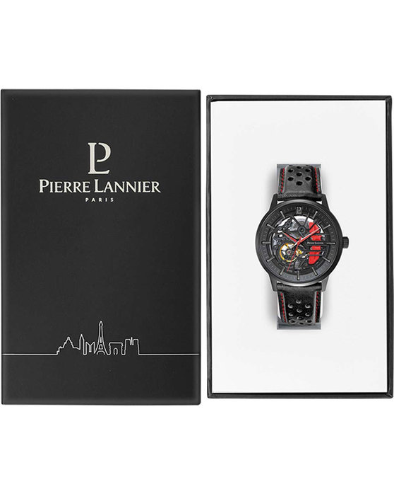 PIERRE LANNIER Paddock Automatic Black Leather Strap