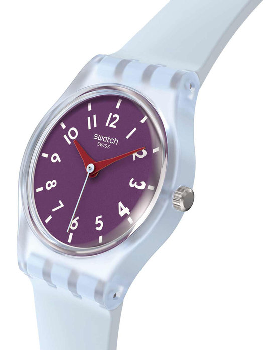 SWATCH Essentials Powder Plum Light Blue Silicone Strap