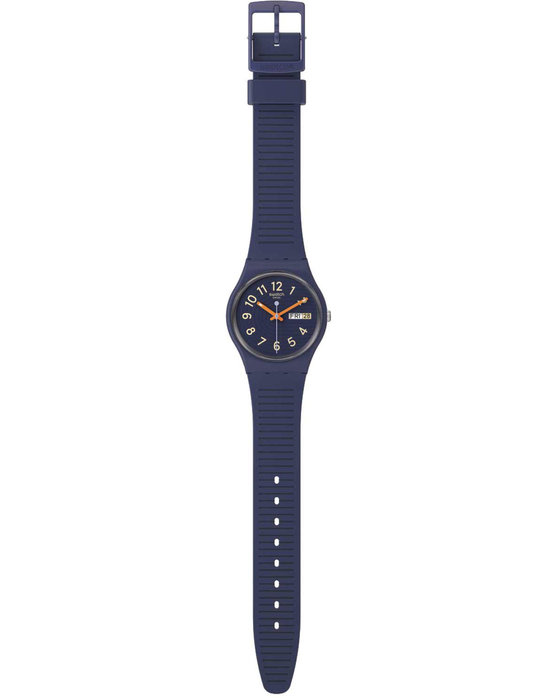 SWATCH Essentials Trendy Lines At Night Blue Silicone Strap