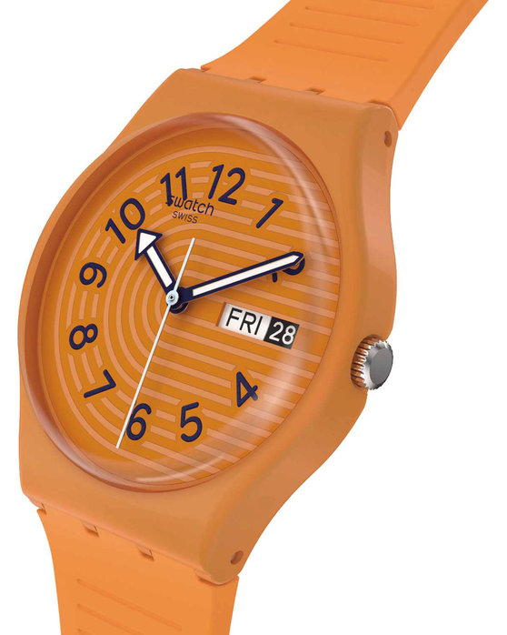 SWATCH Essentials Trendy Lines In Sienna Orange Silicone Strap