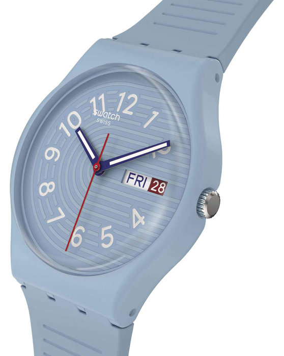 SWATCH Essentials Trendy Lines In The Sky Light Blue Silicone Strap