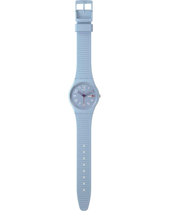 SWATCH Essentials Trendy Lines In The Sky Light Blue Silicone Strap