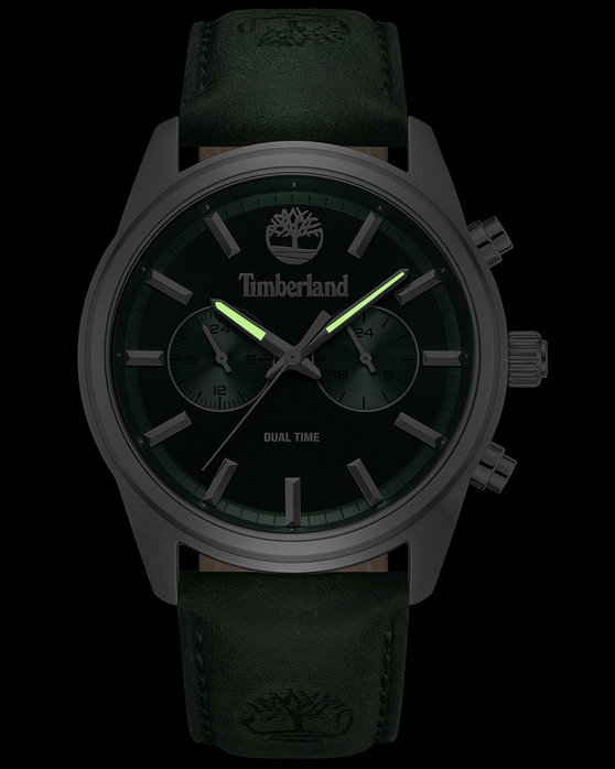 TIMBERLAND Northbridge Dual Time Green Leather Strap