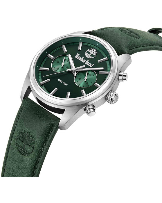 TIMBERLAND Northbridge Dual Time Green Leather Strap