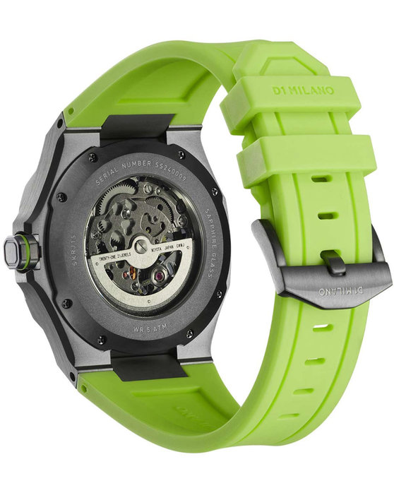 D1 MILANO Skeleton Automatic Light Green Rubber Strap