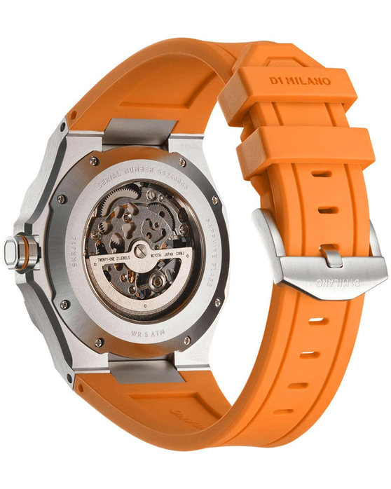 D1 MILANO Skeleton Automatic Orange Rubber Strap