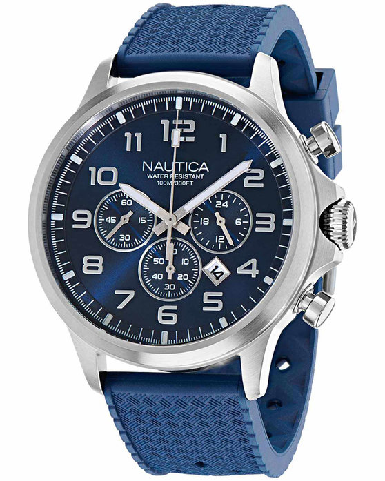 NAUTICA NCT Blue Ocean Chronograph Silver Stainless Steel Bracelet Gift Set