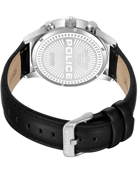 POLICE Driver II Black Leather Strap