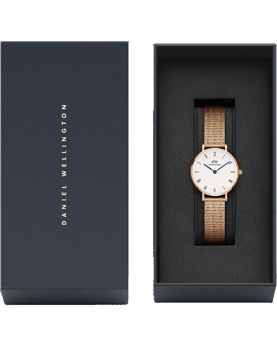 DANIEL WELLINGTON Petite Roman Numerals Rose Gold Stainless Steel Bracelet 28mm