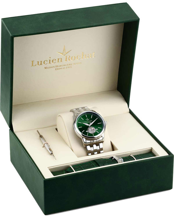 LUCIEN ROCHAT Iconic Automatic Silver Stainless Steel Bracelet Gift Set