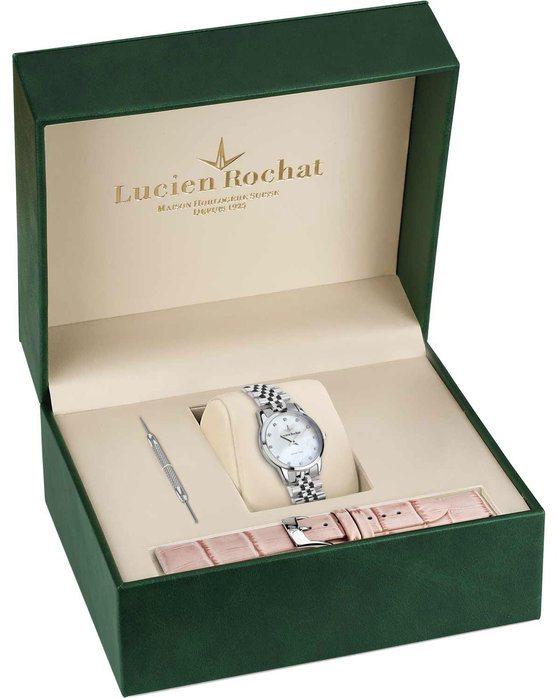 LUCIEN ROCHAT Iconic Diamonds Silver Stainless Steel Bracelet Gift Set