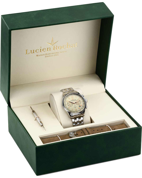 LUCIEN ROCHAT Montreux Chronograph Silver Stainless Steel Bracelet Gift Set