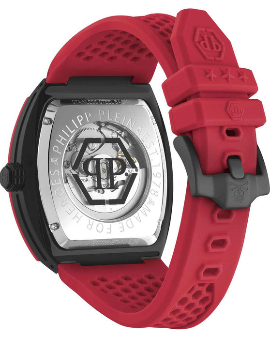 PHILIPP PLEIN The Skeleton Automatic Red Silicone Strap