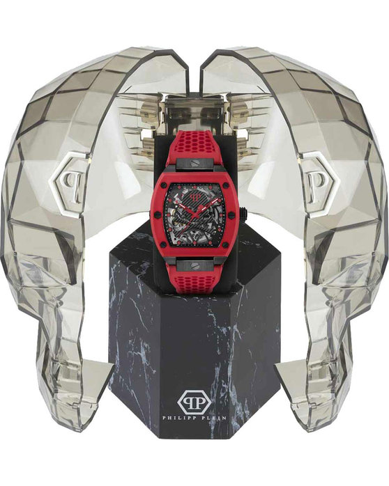 PHILIPP PLEIN The Skeleton Automatic Red Silicone Strap