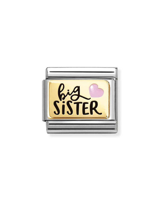Σύνδεσμος (Link) NOMINATION 'Big Sister' από ανοξείδωτο ατσάλι και χρυσό 18K με σμάλτο