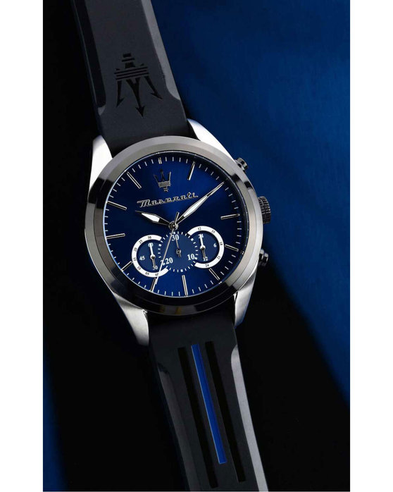 MASERATI Traguardo Chronograph Black Rubber Strap