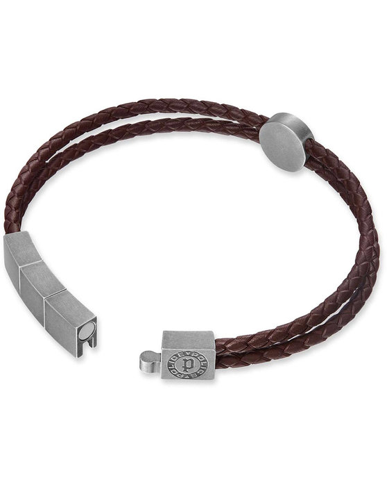 POLICE Crest Stainless Steel and Leather Bracelet