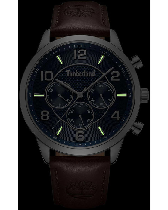 TIMBERLAND Managate Dual Time Brown Leather Strap