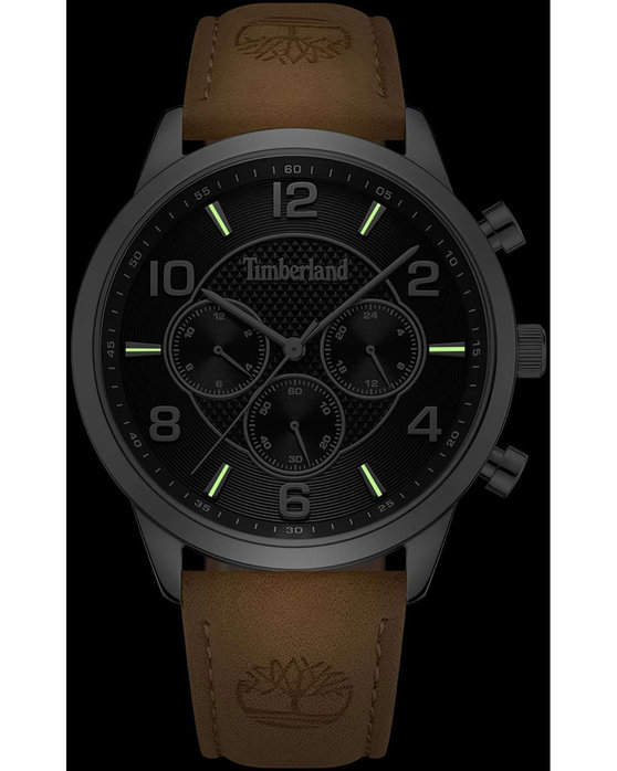 TIMBERLAND Managate Dual Time Brown Leather Strap