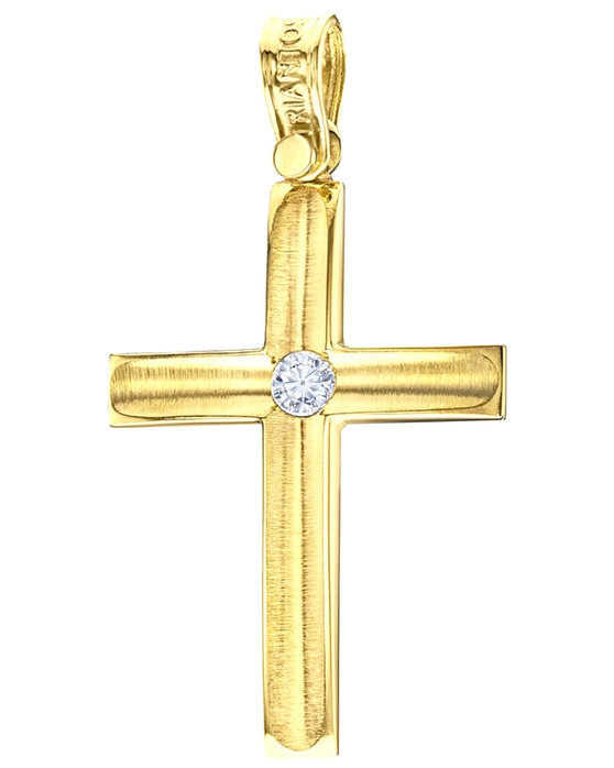Βαπτιστικός σταυρός TRIANTOS από χρυσό 14Κ με ζιργκόν