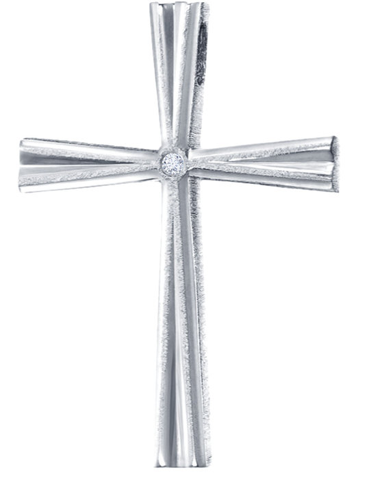 Βαπτιστικός σταυρός διπλής όψης TRIANTOS από λευκόχρυσο 14Κ με ζιργκόν