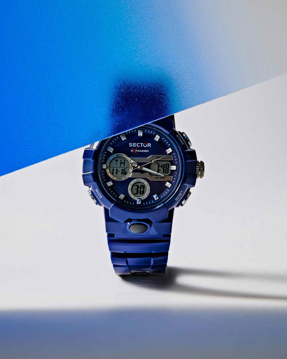 SECTOR EX-46 Dual Time Chronograph Blue Plastic Strap