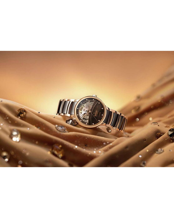 RADO Centrix Diamonds Automatic Open Heart Two Tone Combined Materials Bracelet (R30029902)