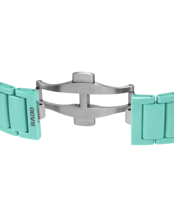 RADO True Square Diamonds Automatic Open Heart Turquoise Ceramic Bracelet (R27176712)