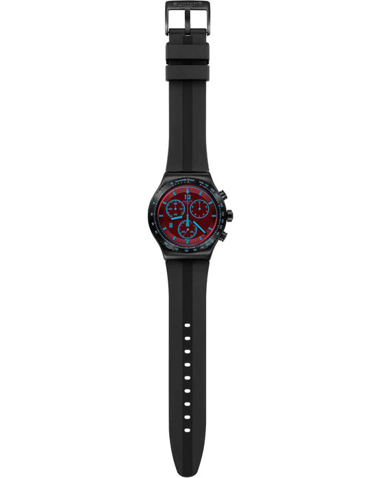 SWATCH Irony Crimson Mystique Chronograph Black Rubber Strap