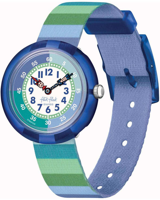 FLIK FLAK Organized Chaos Stripy Green Multicolor Plastic Strap