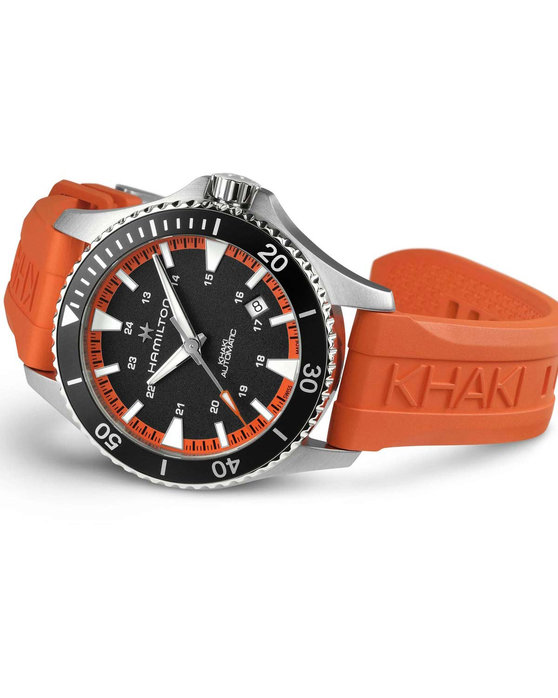 HAMILTON Khaki Navy Scuba Automatic Orange Rubber Strap