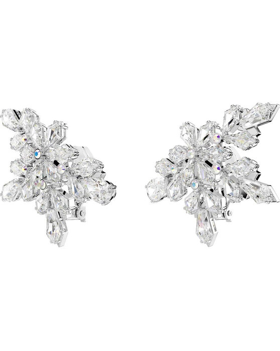 SWAROVSKI White Idyllia clip earrings Half Snowflake (mixed cuts)