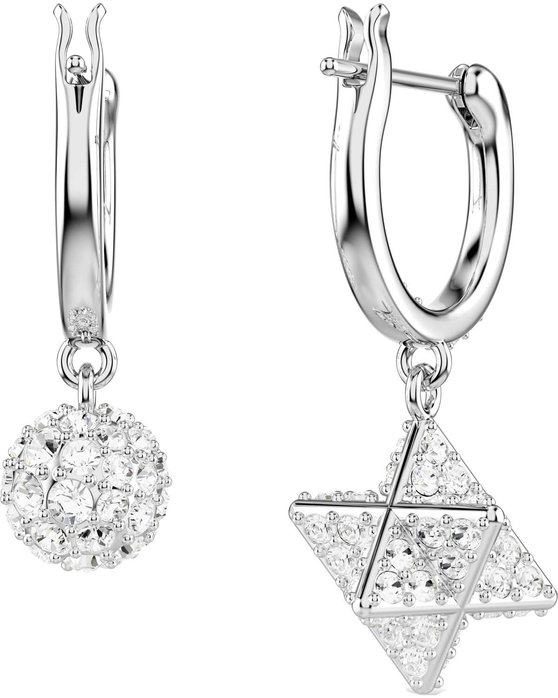 SWAROVSKI White Dextera drop earrings Asymmetrical design Star and Sphere (round cut)