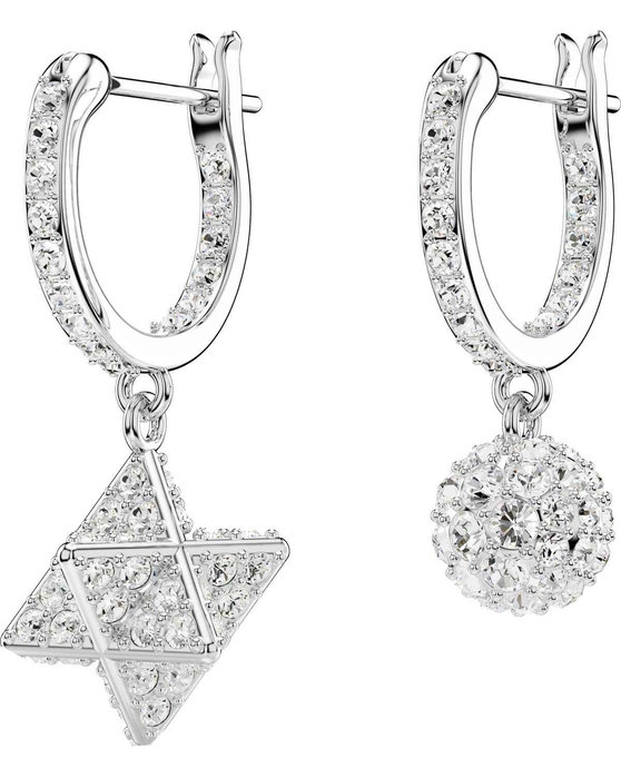 SWAROVSKI White Dextera drop earrings Asymmetrical design Star and Sphere (round cut)