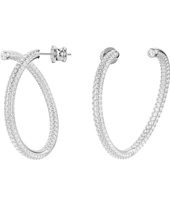 SWAROVSKI White Dextera hoop earrings round cut